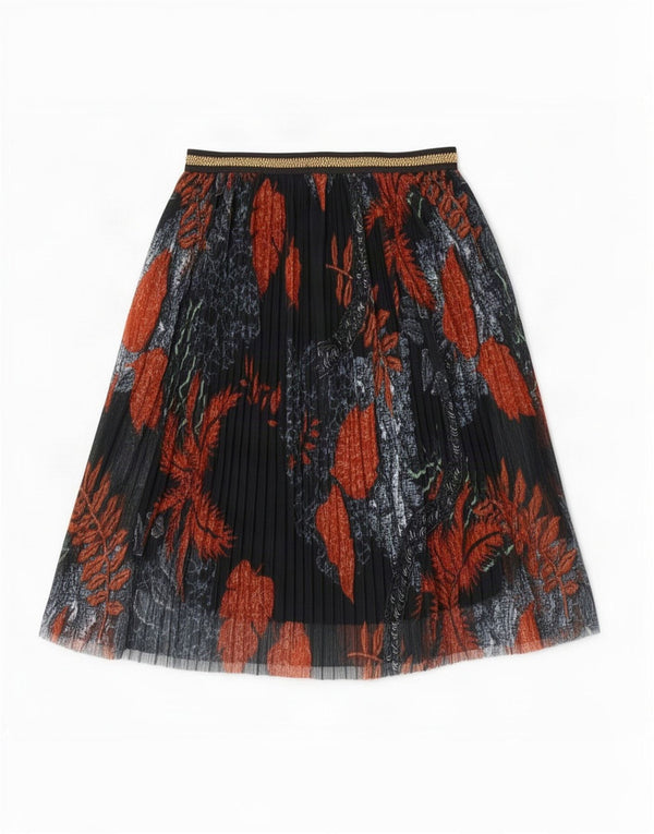 Desigual Damen A-Linienrock XL W36 Schwarz geblümtes Polyester
