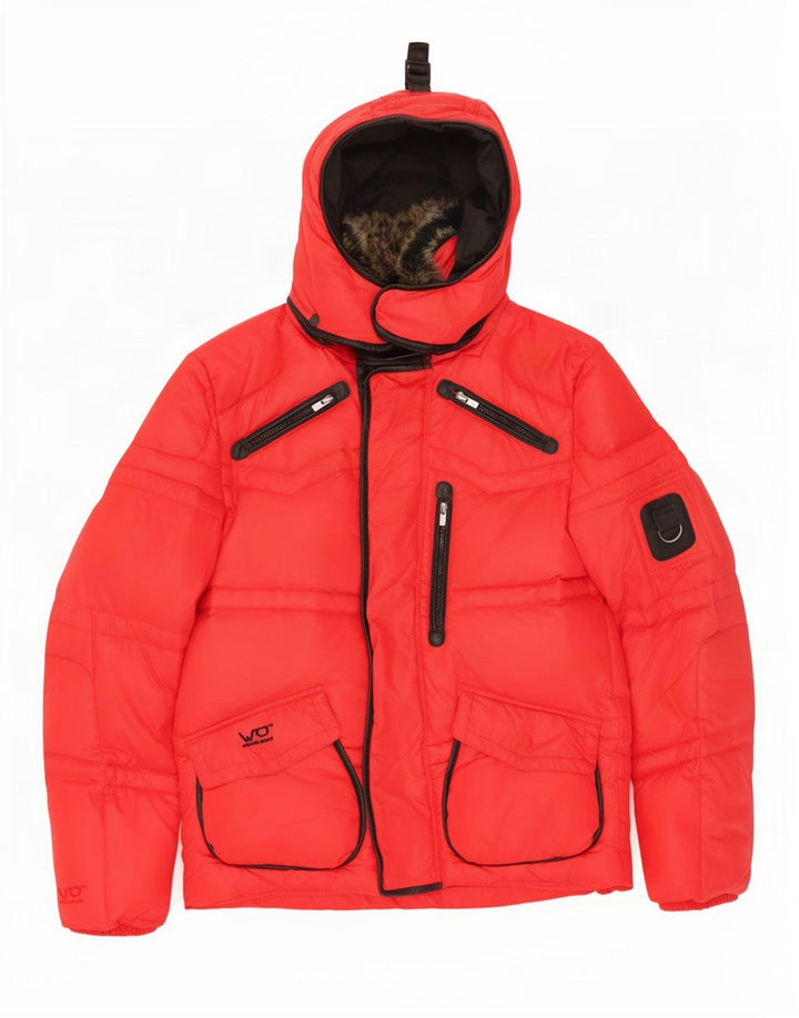 Jack & Jones Herren-Jacke mit Kapuze, gepolstert, UK 38, mittelrotes Nylon