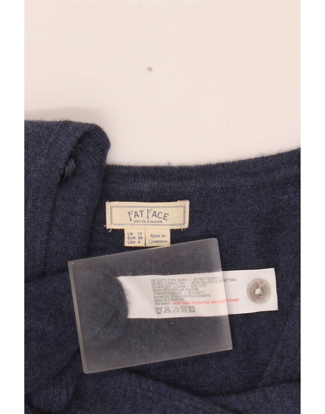 Fat Face Damen-Cardigan-Pullover UK 10 Small Marineblaue Wolle