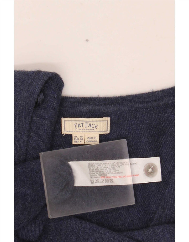 Fat Face Damen-Cardigan-Pullover UK 10 Small Marineblaue Wolle