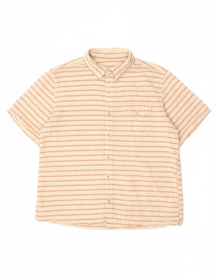 Fat Face Herren-Kurzarmhemd, groß, weiß gestreift, Baumwolle