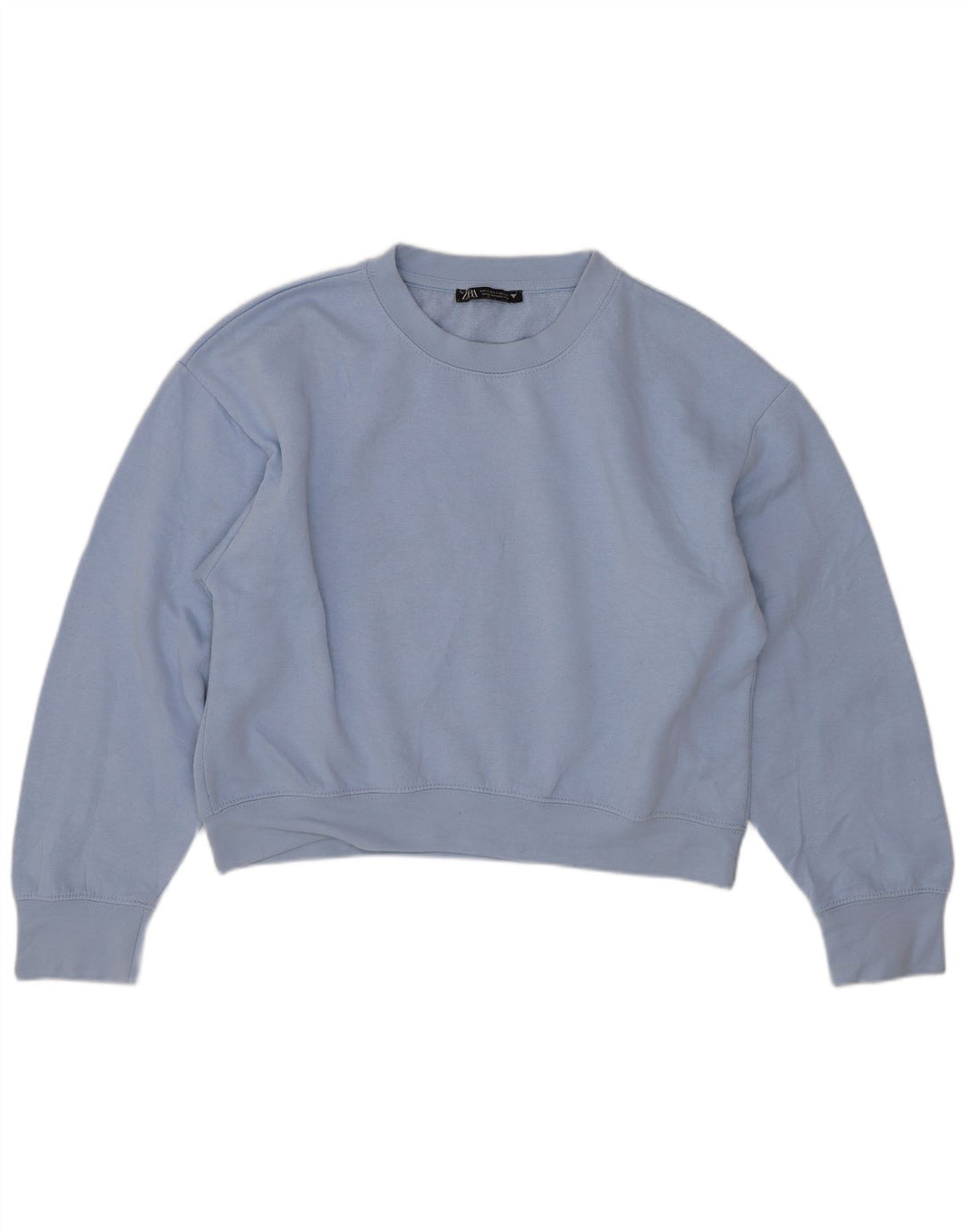 Zara Damen Crop Oversized Sweatshirt Pullover UK 10 Small Blau