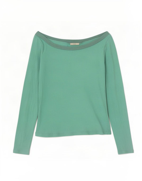 Marks & Spencer Damen Langarm-Schulteroberteil UK 14 Mittelgrün