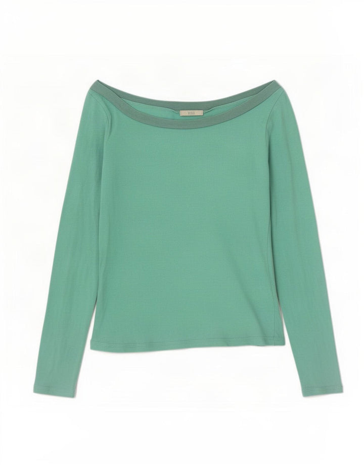 Marks & Spencer Damen Langarm-Schulteroberteil UK 14 Mittelgrün