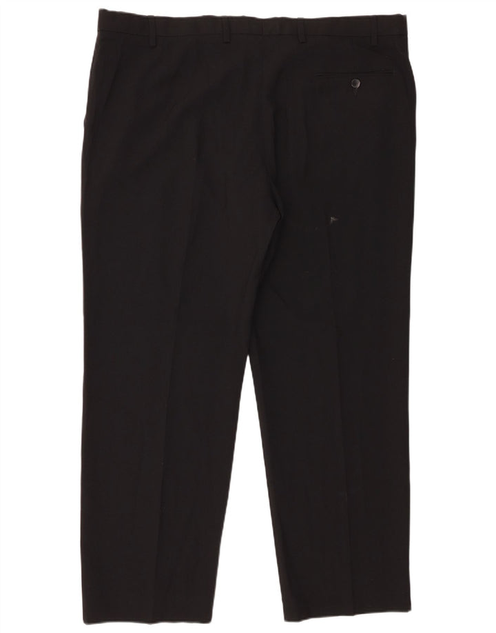 Marks & Spencer Herren-Anzughose, gerade, normal, W42, L29, Schwarz, Polyester