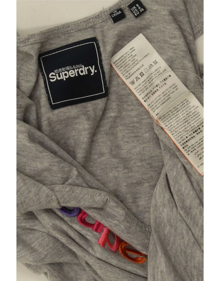 Superdry Damen Grafik-Trägershirt UK 8 Small Grau Baumwolle