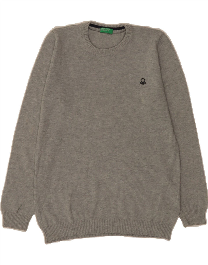 BENETTON Boys Crew Neck Jumper Sweater 6-7 Years Small Grey Cotton Vintage Benetton and Second-Hand Benetton from Messina Hembry 