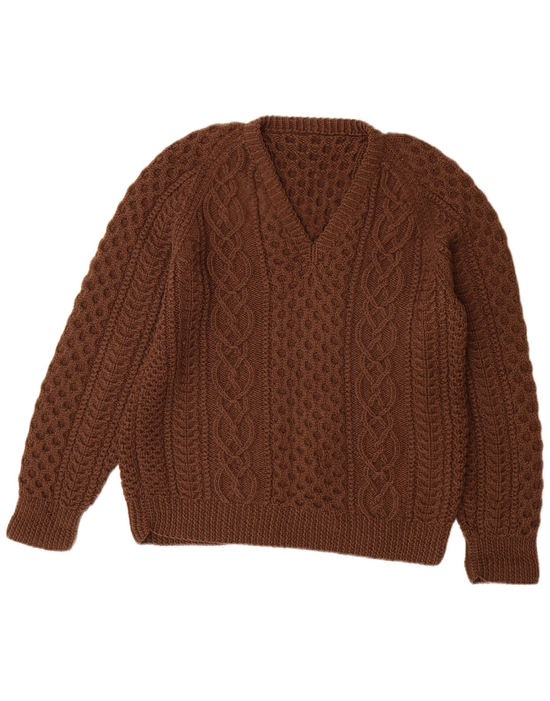 VINTAGE Damen-Pullover mit V-Ausschnitt, Gr. 14, Braun