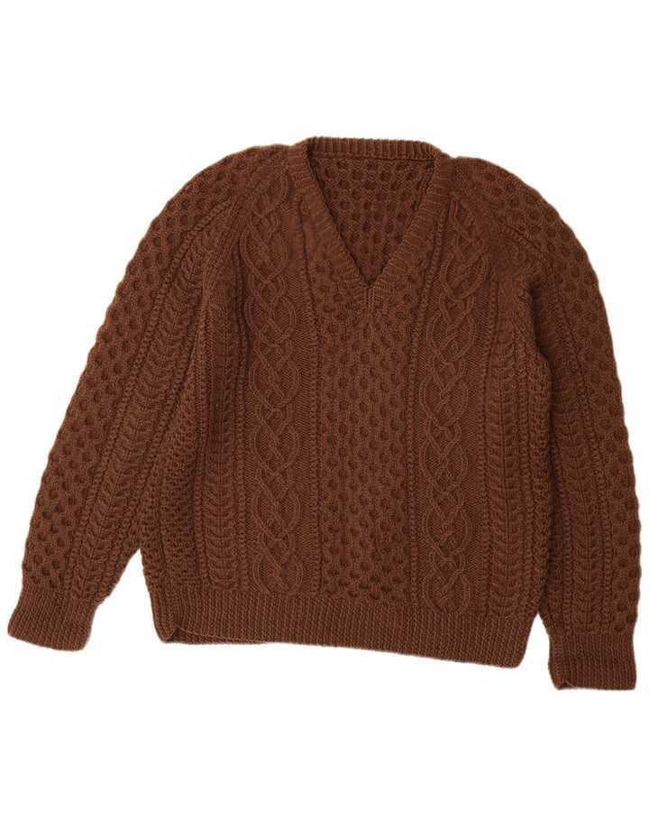 VINTAGE Damen-Pullover mit V-Ausschnitt, Gr. 14, Braun