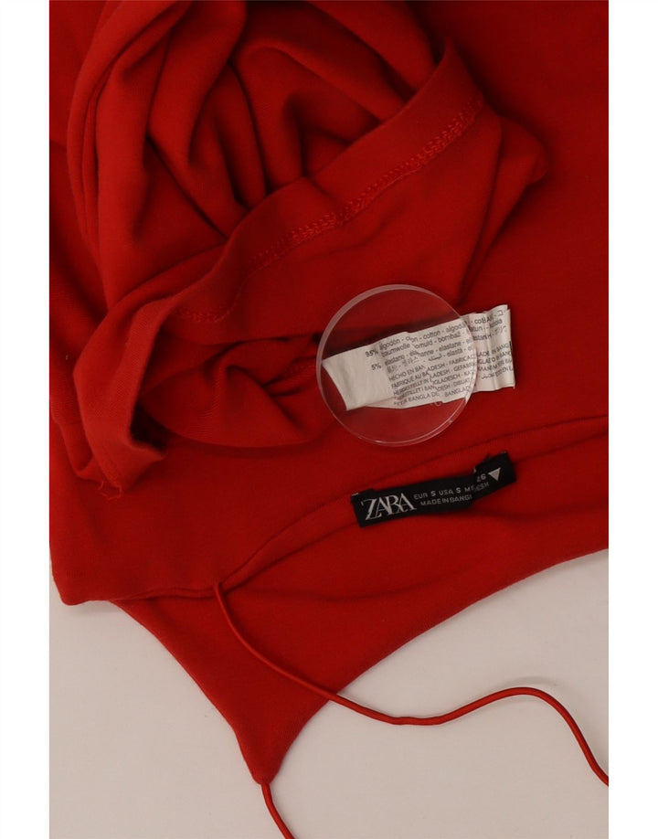 Zara Damen Sommerkleid UK 8 Small Rote Baumwolle