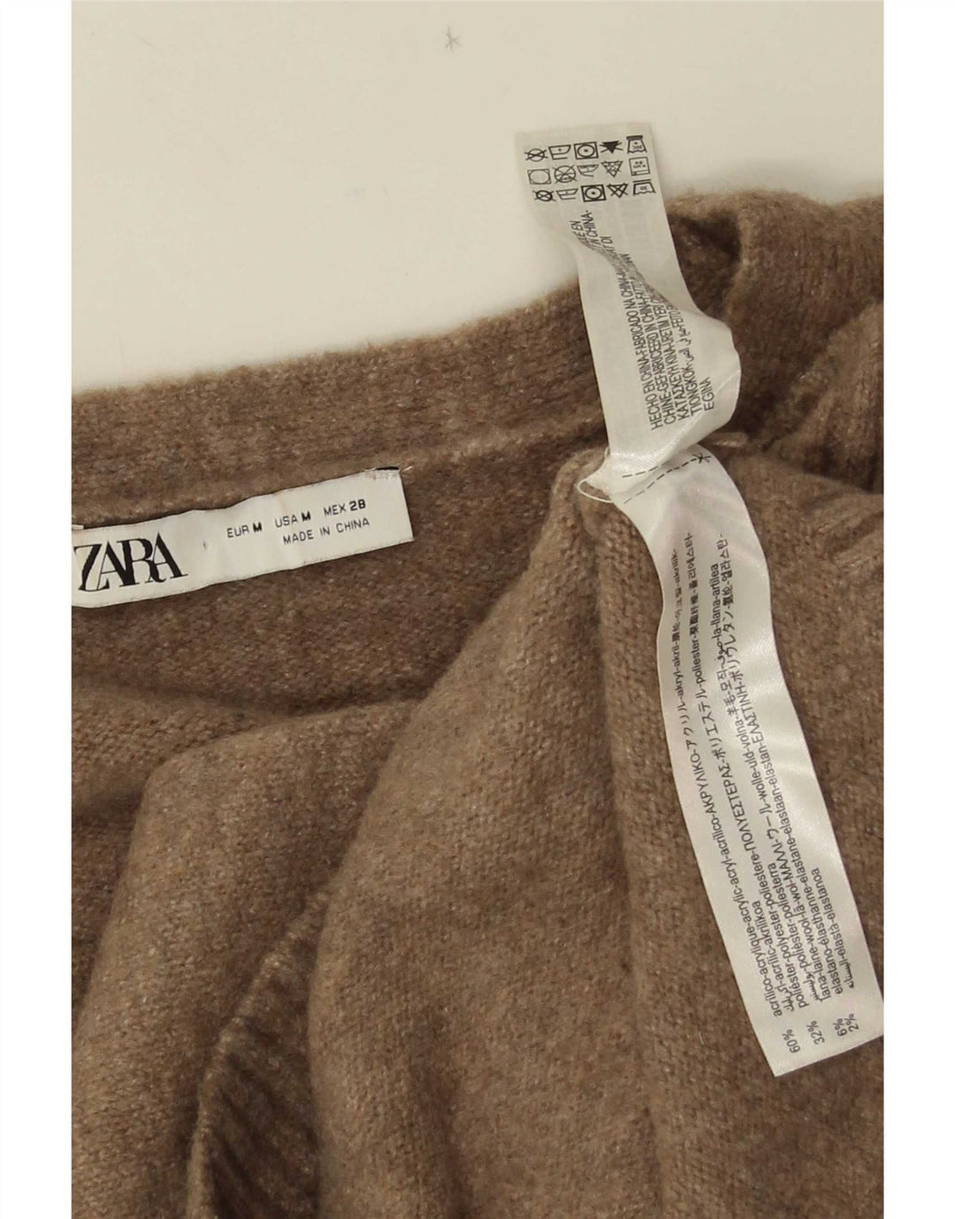 Zara Damen-Strickjacke in Übergröße, UK 14, Mittelbraun, Acryl