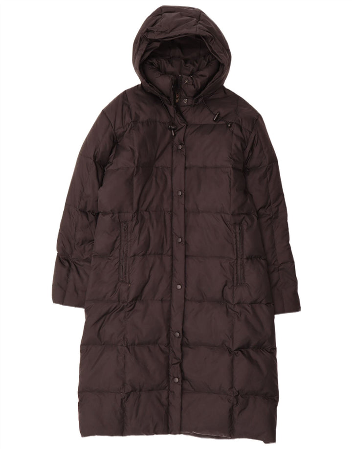 Authentischer wattierter Damenmantel mit Kapuze IT 48 XL aus schwarzem Nylon