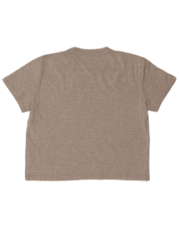 Calvin Klein Jeans Damen Crop Graphic T-Shirt Top UK 14 Large Grau meliert