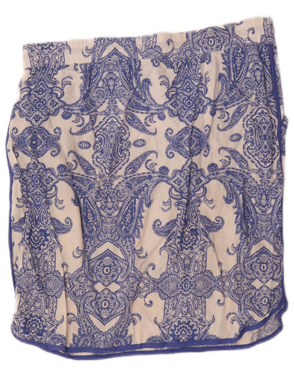 Gerader Rock für Damen von Marks & Spencer UK 14 Large W34 Blaue Paisley-Viskose