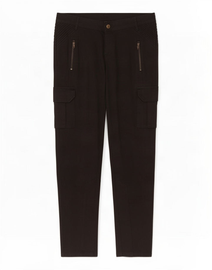 Zara Damen Slim Cargohose EU 40 Medium W30 L30 Schwarze Baumwolle