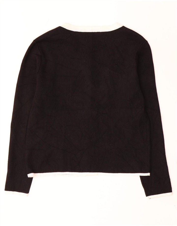 Zara Damen-Cardigan-Pullover UK 12 Mittelschwarzes Polyester