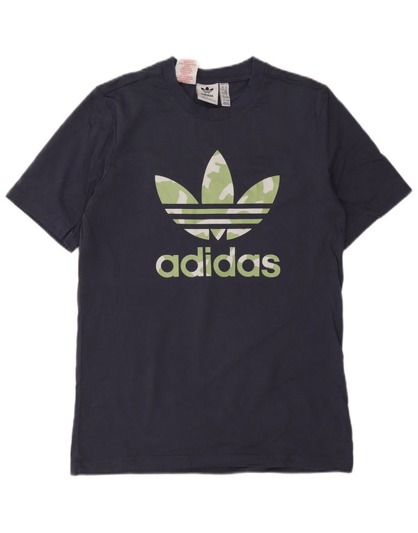 Adidas T-Shirt mit Grafik für Jungen, 11–12 Jahre, marineblaue Baumwolle