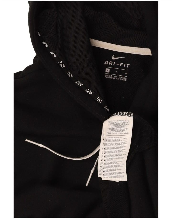 NIKE Womens Crop Graphic Hoodie Pullover UK 14 Mittelschwarzes Polyester