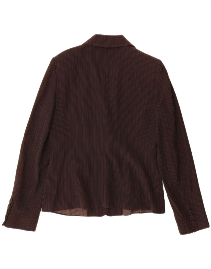 MAX & CO. Womens 1 Button Blazer Jacket UK 14 Large Brown Striped Acetate Vintage Max & Co. and Second-Hand Max & Co. from Messina Hembry 