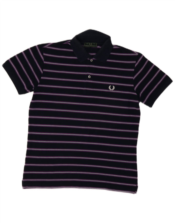 FRED PERRY Herren-Poloshirt, groß, marineblau, gestreift, Baumwolle