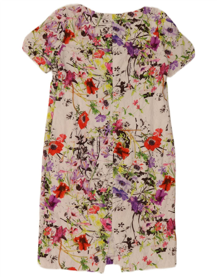JUST CAVALLI Damen-Etuikleid, Größe 2, klein, weiße Baumwolle mit Blumenmuster