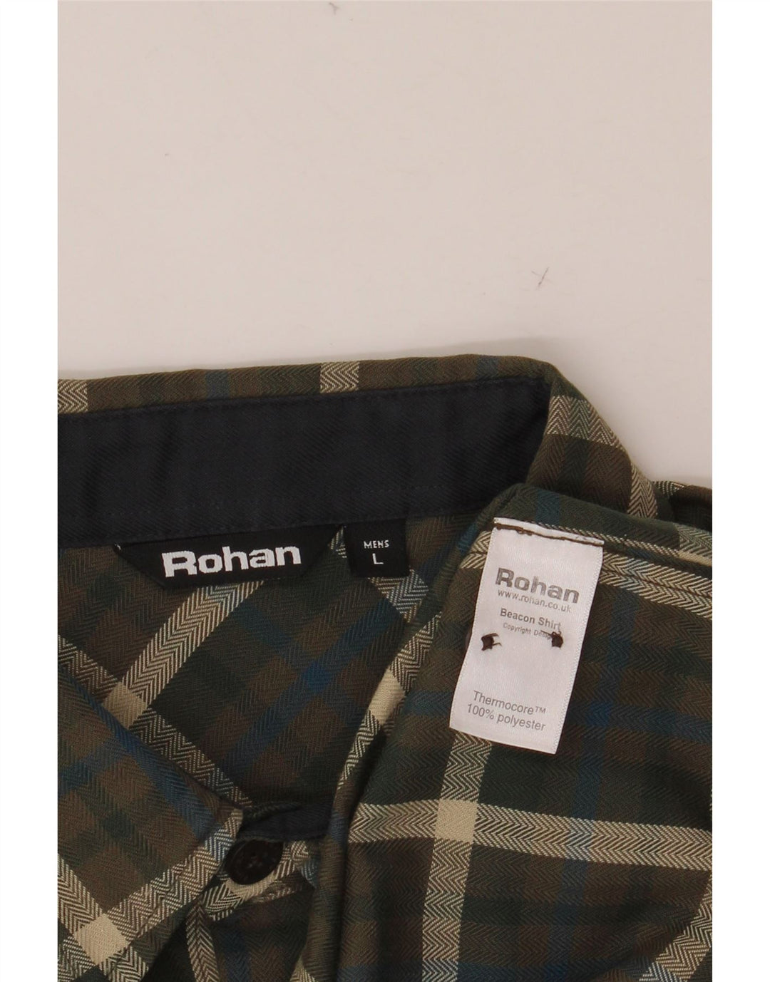 ROHAN Herren-Flanellhemd, groß, Khaki, kariert, Polyester