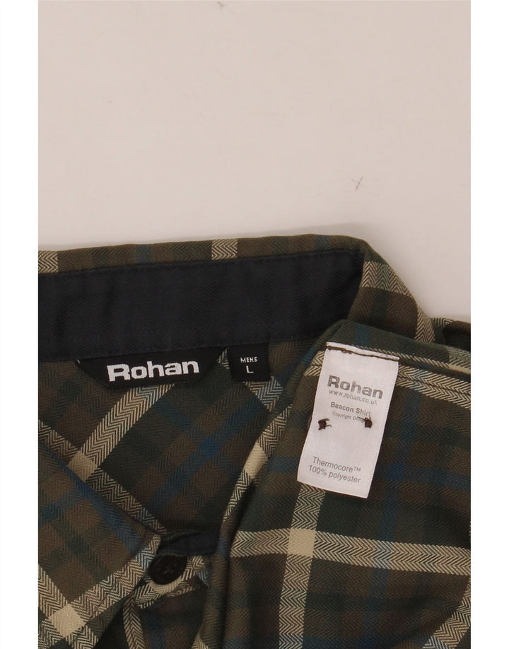 ROHAN Herren-Flanellhemd, groß, Khaki, kariert, Polyester