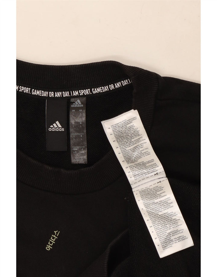 Adidas Herren Grafik-Sweatshirt-Pullover, groß, schwarze Baumwolle