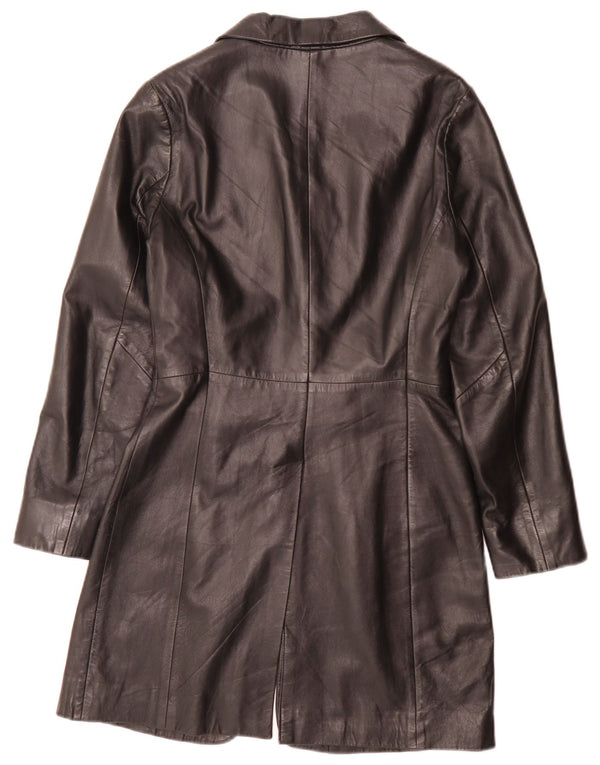 Stefanel Damen Ledermantel IT 40 Small Schwarz