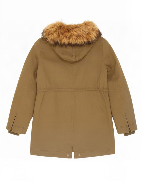 Jack Wills Damen-Sherpa-Parka mit Kapuze, UK 12, mittlere Khaki-Baumwolle