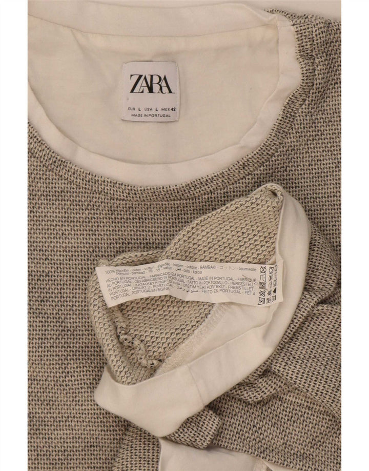 Zara Herren T-Shirt Top Large Grau Baumwolle