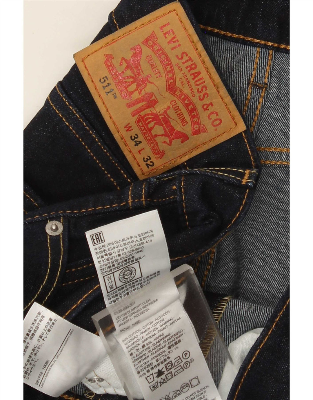 Levi's Herren 511 Slim Jeans W34 L29 Marineblau Baumwolle
