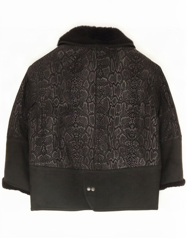 Conbipel Damen Übergroße Wildlederjacke IT 40 Small Black Animal Print