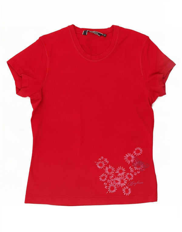 Berghaus Damen Grafik-T-Shirt-Oberteil UK 14 Mittelrot geblümte Baumwolle