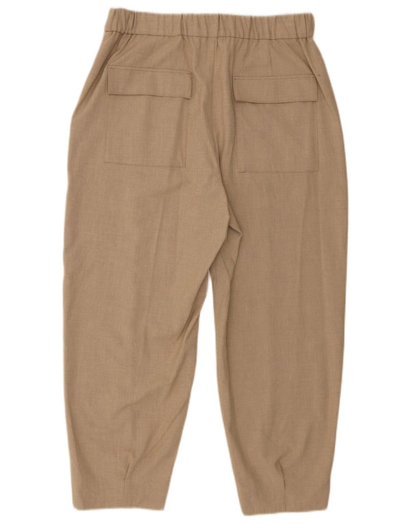 Zara Damen-Hose mit hoher Taille, mittelgroß, W28, L23, Beige, Polyester