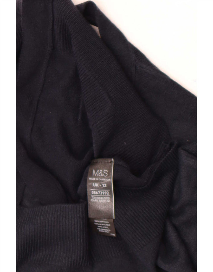 Marks & Spencer Damen Crop Cardigan Pullover UK 12 Medium Marineblau Acryl