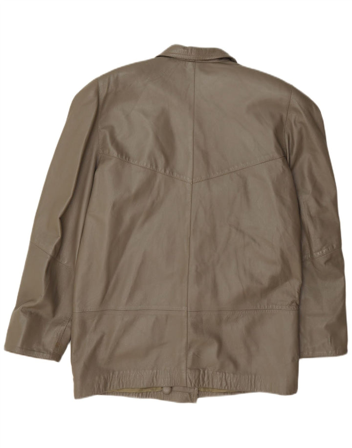 Vintage Damen Zweireihige Lederjacke UK 16 Large Grün