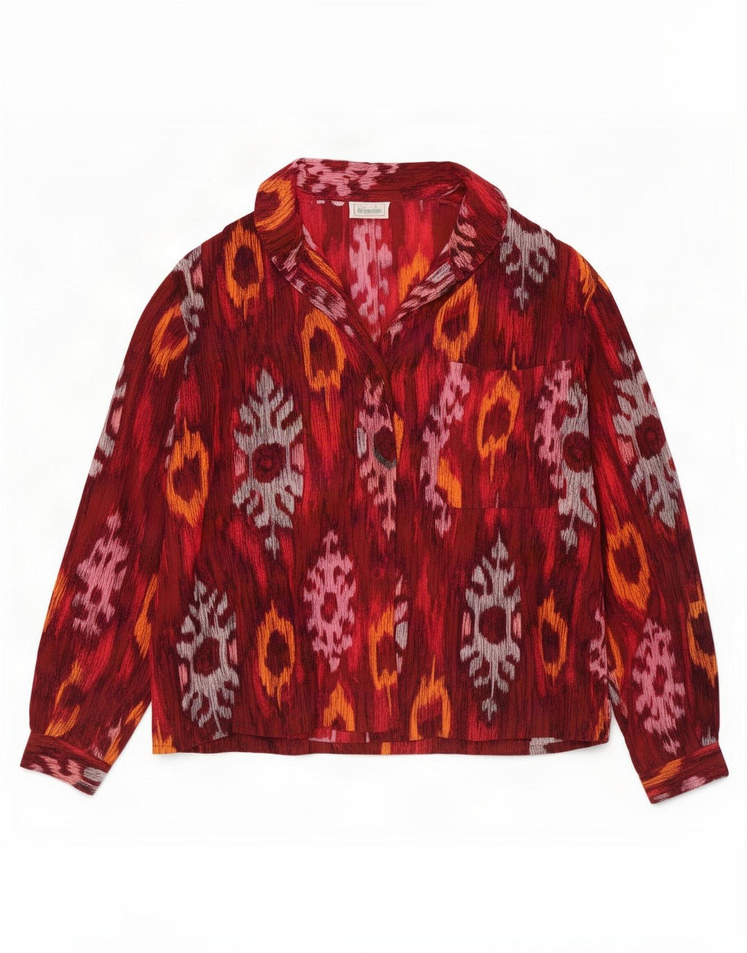 Benetton Damen-Hemdbluse UK 12 Medium Red Ikat