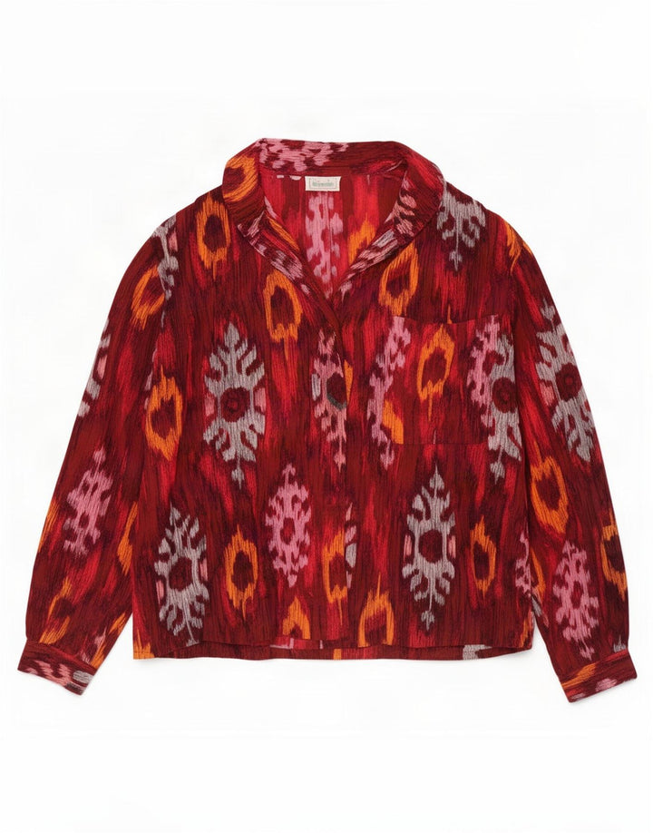 Benetton Damen-Hemdbluse UK 12 Medium Red Ikat
