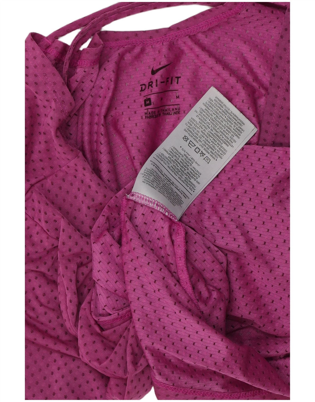 NIKE Damen Dri Fit T-Shirt Top UK 14 Mittelrosa gepunktetes Polyester