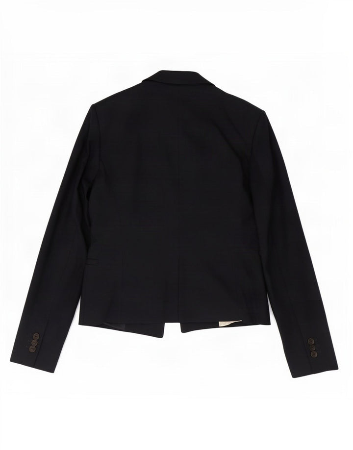 Zara Damen 1-Knopf-Blazerjacke UK 12 Mittelmarineblaue Baumwolle