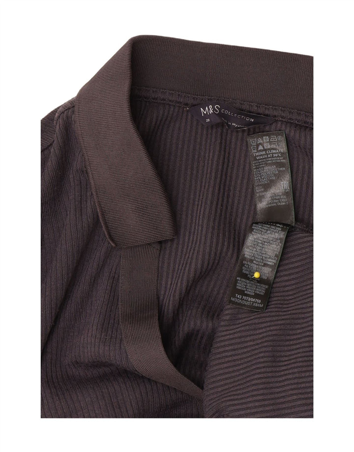 Marks & Spencer Damen Langarm-Poloshirt UK 20 2XL Grau Polyester