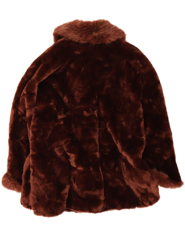 Stefano Serapian Damen-Übergröße-Dufflecoat aus Kunstpelz, Größe 10, Braun