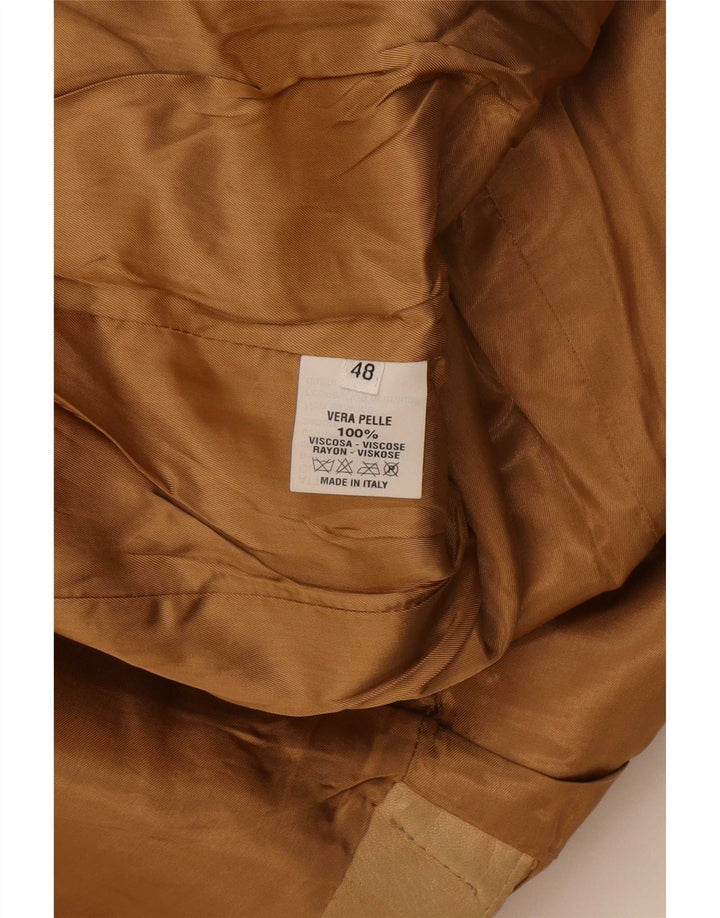 Vintage Herren 3-Knopf-Lederblazer IT 48 Mittelbeige