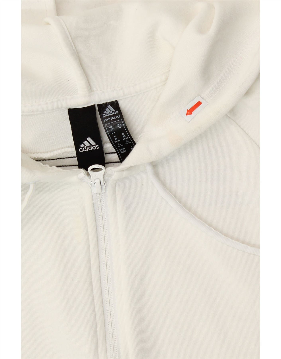 ADIDAS Damen Zip Hoodie Pullover UK 4/6 XS Weiße Baumwolle