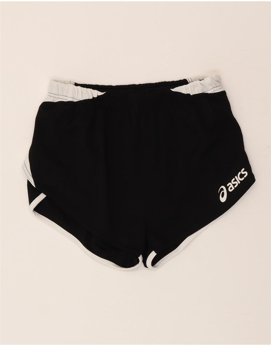 Asics Damen Sportshorts UK 12 Mittelschwarzes Colourblock-Polyester