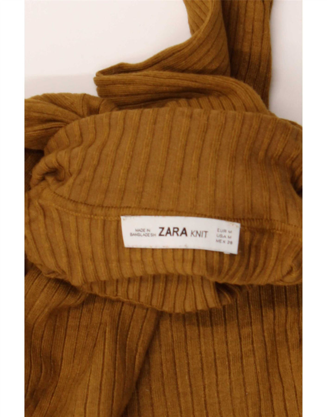 Zara Damen Crop Top Langarm UK 12 Medium Beige