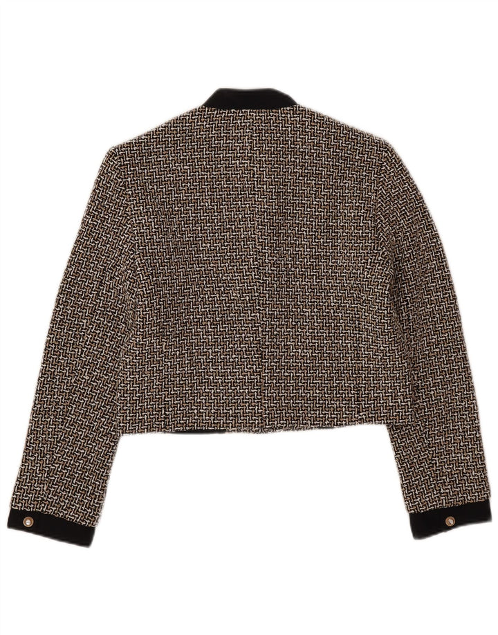 Zara Damen Crop 3 Button Blazer Jacke UK 10 Small Mehrfarbig kariert