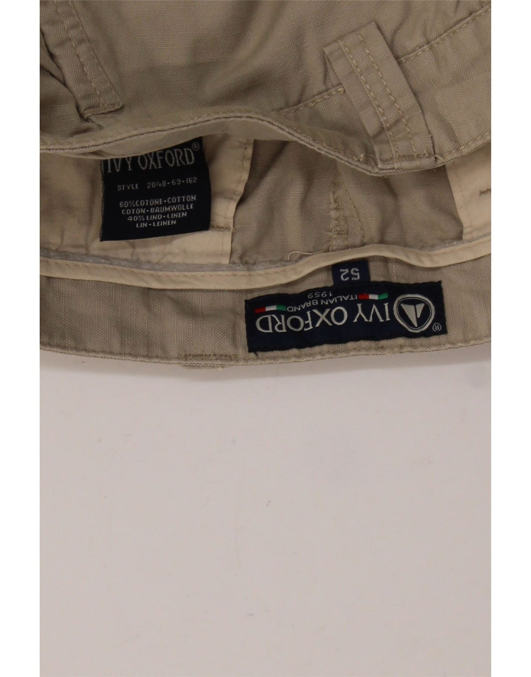 IVY OXFORD Herren Cargoshorts IT 52 XL W38 Beige Baumwolle