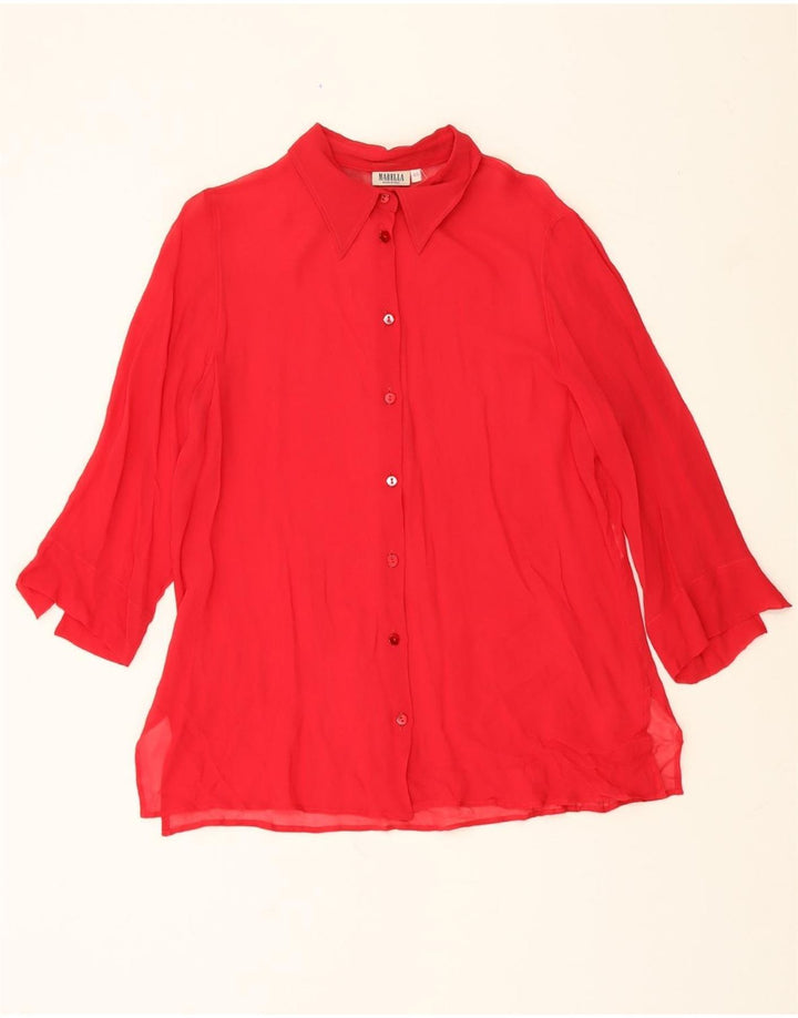MARELLA Womens See Through 3/4 Sleeve Shirt Blouse IT 46 Large Red Vintage Marella and Second-Hand Marella from Messina Hembry 